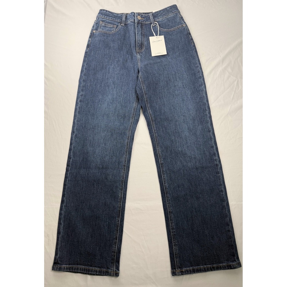 Easy Clothes US 10 High Waist Ankle Straight Jeans Dark Wash NWT